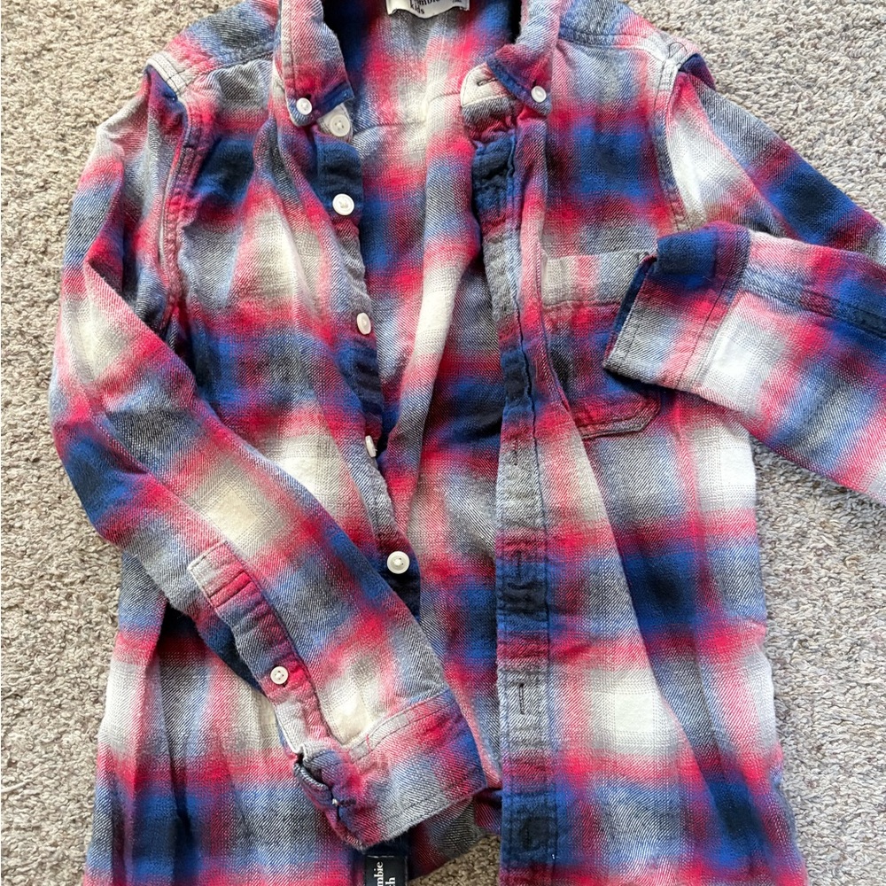 Abercrombie Kids Red and Blue Plaid Button Down Shirt